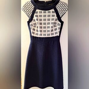 ANTONIO MELANI NAVY AND OFF WHITE DESIGNER DRESS
